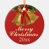 Gold Red Christmas Bells 2017 Ornament (Vorne)