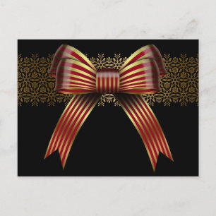 Gold & Red Christmas Bow Weihnachtskarten Feiertagspostkarte