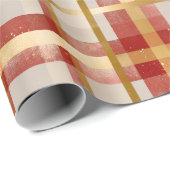 Gold Red Christmas Kariert Geschenkpapier (Rolleneckpunkt)