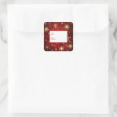 Gold Red Christmas Snowflakes Weihnachten Weihnach Quadratischer Aufkleber (Tasche)