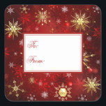 Gold Red Christmas Snowflakes Weihnachten Weihnach Quadratischer Aufkleber<br><div class="desc">Hübsche und festliche Rot- und Goldschneeflockermarke für alle Weihnachtsgeschenke. Nur eine schöne einzigartige Farbe und goldenes Muster. 100% Kundenzufriedenheit bei Zazzle.</div>