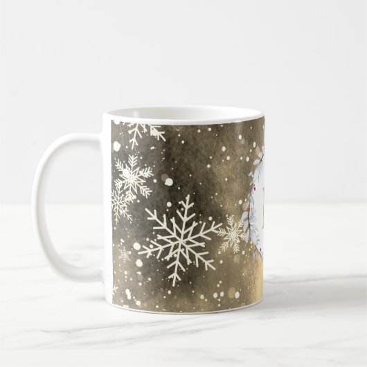 Gold Red Christmas Wreath Monogram Kaffeetasse (Links)