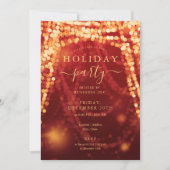 Gold Red Company Holiday Party String Lights Einladung (Vorderseite)