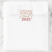 Gold Red Confetti Abschluss 2025 Quadratischer Aufkleber (Tasche)
