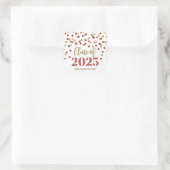 Gold Red Confetti Abschluss 2025 Quadratischer Aufkleber (Tasche)