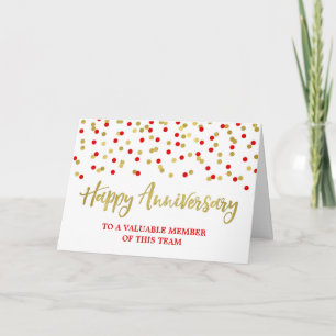 Gold Red Confetti Anniversary Card Karte