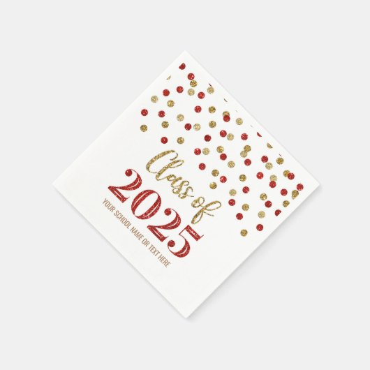 Gold Red Confetti Class of 2025 Napkins Serviette (Ecke)