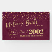 Gold & Red Confetti Class Wiedersehen Partys Willk Banner (Horizontal)