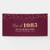 Gold & Red Confetti Class Wiedersehen Partys Willk Banner (Horizontal)
