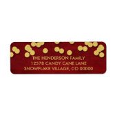 Gold & Red Confetti Dots Weihnachtslabel (Vorne)