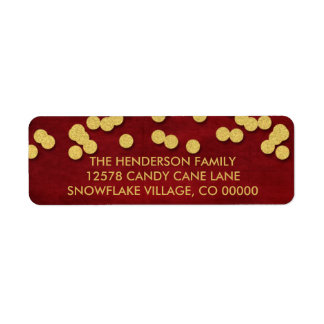 Gold & Red Confetti Dots Weihnachtslabel