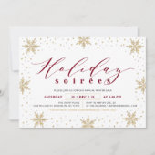 Gold & Red Corporate Holiday Soiree Party Einladung (Vorderseite)