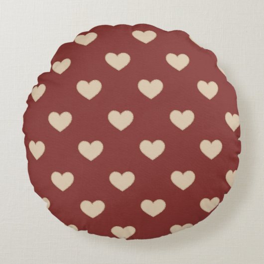 Gold Red Cream Glitter Hearts  Rundes Kissen (Vorderseite)