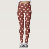 Gold Red Cream Glitter Hearts Valentine's Day Leggings (Vorderseite)