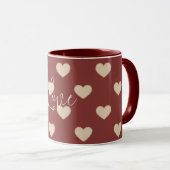 Gold Red Cream Glitter Hearts Valentine's Day Tasse (VorderseiteRechts)
