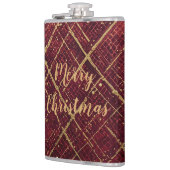 Gold Red Cross Pattern, Gold Merry Christmas Flachmann (Links)