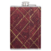 Gold Red Cross Pattern, Gold Merry Christmas Flachmann (Rückseite)