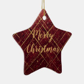 Gold Red Cross Pattern, Gold Merry Christmas , Keramik Ornament (Rechts)