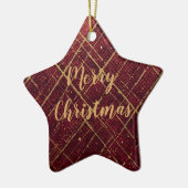 Gold Red Cross Pattern, Gold Merry Christmas , Keramik Ornament (Links)