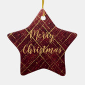 Gold Red Cross Pattern, Gold Merry Christmas , Keramik Ornament (Hinten)