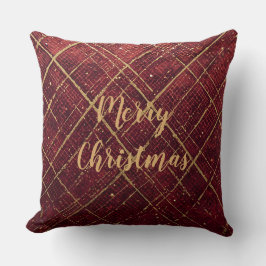 Gold Red Cross Pattern, Gold Merry Christmas Kissen