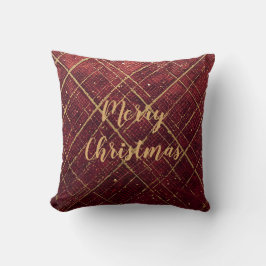 Gold Red Cross Pattern, Gold Merry Christmas Kissen