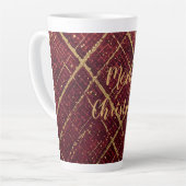 Gold Red Cross Pattern, Gold Merry Christmas , Milchtasse (Linke Ecke)