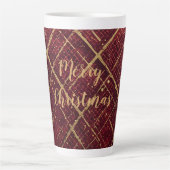 Gold Red Cross Pattern, Gold Merry Christmas , Milchtasse (Vorderseite)