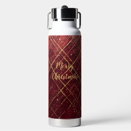 Gold Red Cross Pattern, Gold Merry Christmas , Trinkflasche