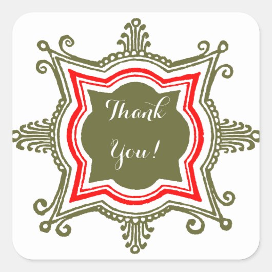 Gold Red Custom Danke Stickers (Vorderseite)