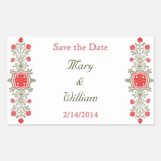 Gold Red Custom Save the Date Stickers (Vorderseite)