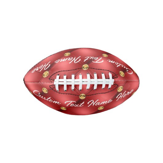 Gold Red Diamond Leather Custom Text Name Football (Vorderseite)