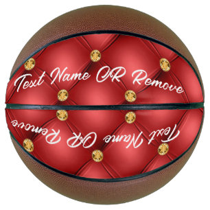 Gold Red Diamond Tufliter Leder Text Basketball