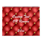 Gold Red Diamonds Tufted Leder Text Calendar Kalender (Titelbild)