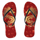 Gold Red Dragon 龍 Chinesisches Neujahrsgeschenk Badesandalen (Fußbett)