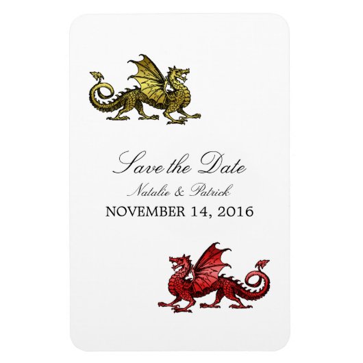 Gold Red Dragon Save the Date Magnet (Vertikal)