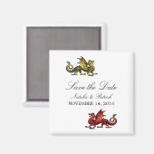 Gold Red Dragon Save the Date Magnet (Vorderseite/Rückseite)