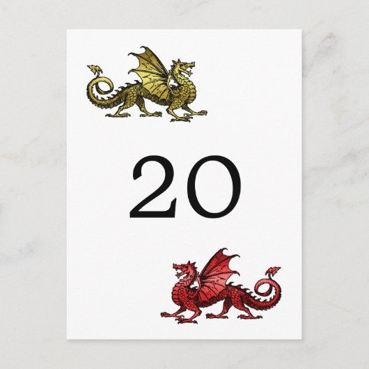 Gold Red Dragon Tischnummer Postcard (Vorderseite)