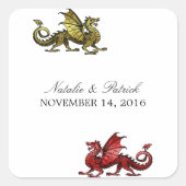 Gold Red Dragon Wedding Stickers (Vorderseite)