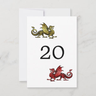 Gold Red Dragon Wedding Table Card Einladung
