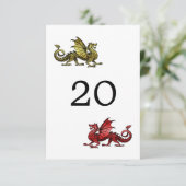 Gold Red Dragon Wedding Table Card Einladung (Stehend Vorderseite)