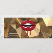 Gold Red Drilling Lips Makeup Geschenkgutschein Einladung (Rückseite)