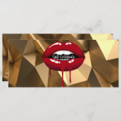Gold Red Drilling Lips Makeup Geschenkgutschein Einladung (Vorne/Hinten)