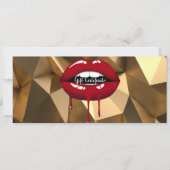 Gold Red Drilling Lips Makeup Geschenkgutschein Einladung (Vorderseite)