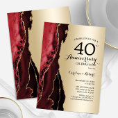 Gold Red Elegant 40 Jahre Jubiläum Einladung