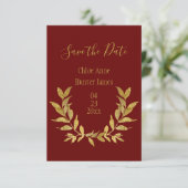 Gold Red Elegant Save The Date (Stehend Vorderseite)