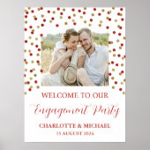 Gold Red Engagement Party Custom 18x24 Foto Poster (Vorne)