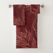 Gold Red Floral Badhandtuch Set (Insitu)
