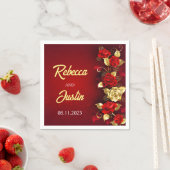 Gold Red Floral Modern Boho Serviette (Beispiel)