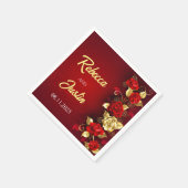 Gold Red Floral Modern Boho Serviette (Ecke)